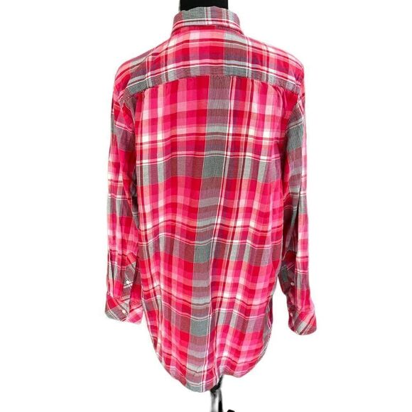 Victoria’s Secret 100% cotton plaid shirt with silk trim, size L. - Picture 3 of 5